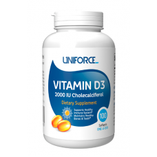 Витамин D3 2000 ME (холекальциферол), Uniforce, 100 капсул по 280 мг